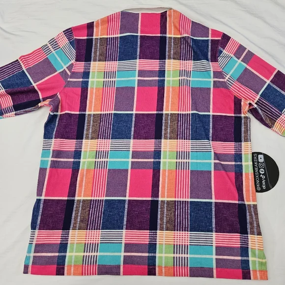 Ralph Lauren Polo Sport Classic Fit Pink Madras Plaid Rugby Shirt Men's Size XXL